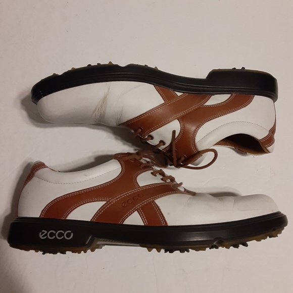 ECCO Men's Premiere Soft Spike Golf Shoes White/Brown Leather Size 44 US 10-10.5 - Picture 5 of 8